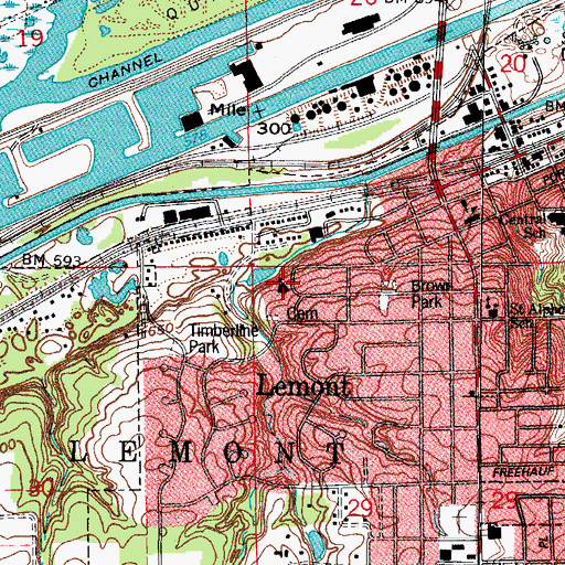 Topographic Map of Lemont United Methodist Church, IL