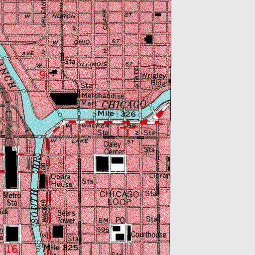 Topographic Map of Leo Burnett Building, IL