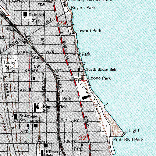 Topographic Map of Leone Park, IL