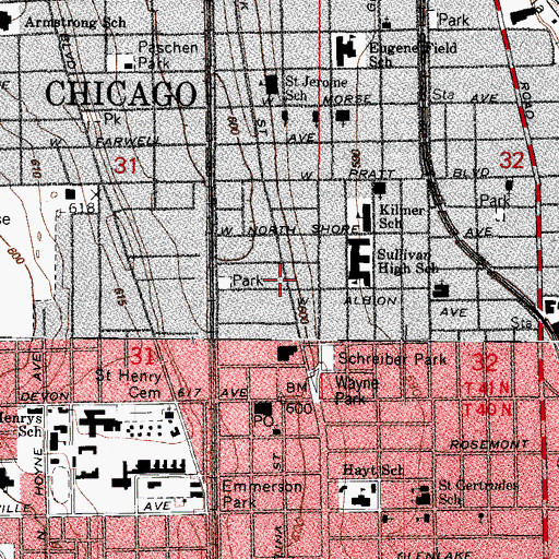 Topographic Map of Levy Rehabilitation Center, IL