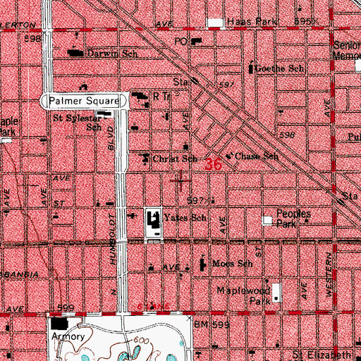 Topographic Map of Liberal Catholic Church of Saint Francis, IL