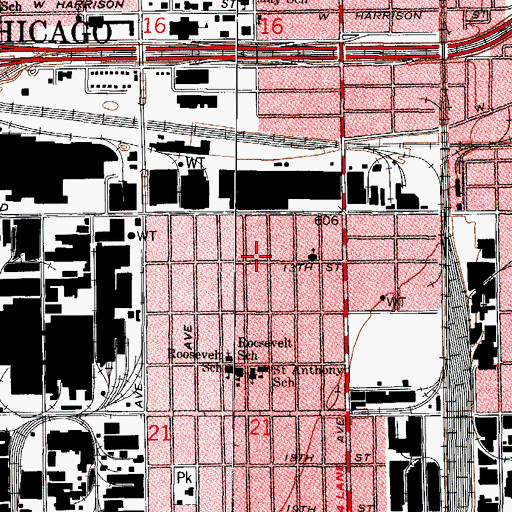 Topographic Map of Liberty Elementary School, IL