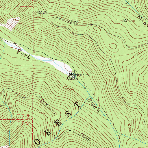 Topographic Map of Moe Cabin, CO