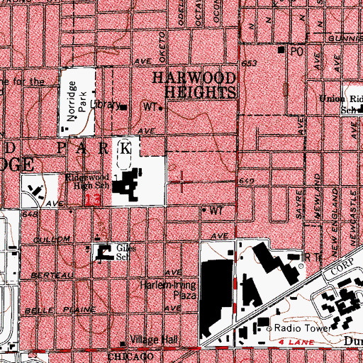 Topographic Map of Lincoln Technical Institute, IL