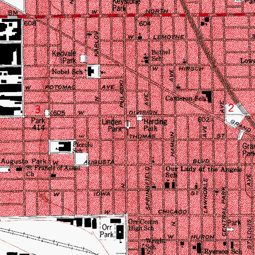 Topographic Map of Linden Park, IL