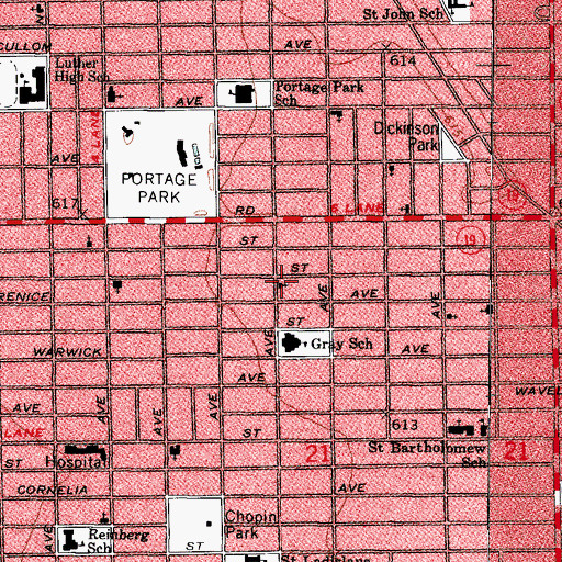 Topographic Map of Lockwood Bible Church, IL