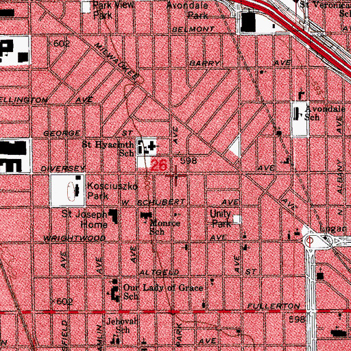 Topographic Map of Logan Square Evangelical Free Church, IL