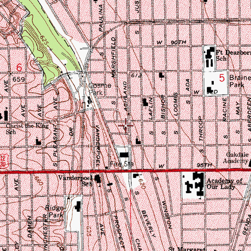 Topographic Map of Lolly Pop Nursery School and Kindergarten, IL