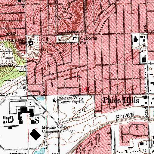 Topographic Map of Loveland Park, IL