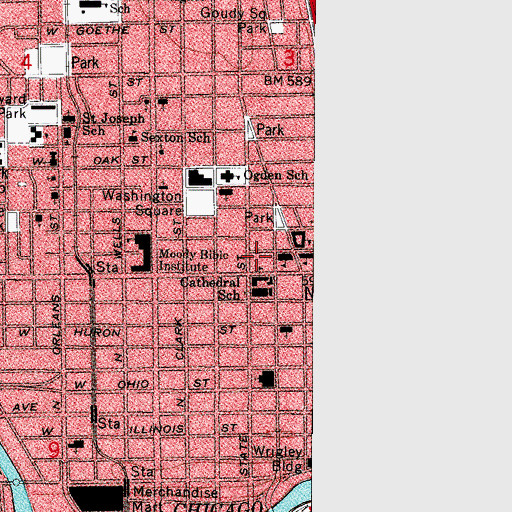 Topographic Map of Loyola Law School, IL