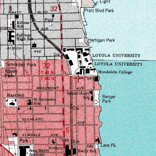 Topographic Map of Loyola University Living and Learning Center, IL