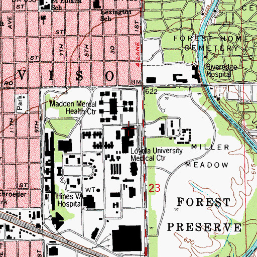 Topographic Map of Loyola University Medical Center, IL