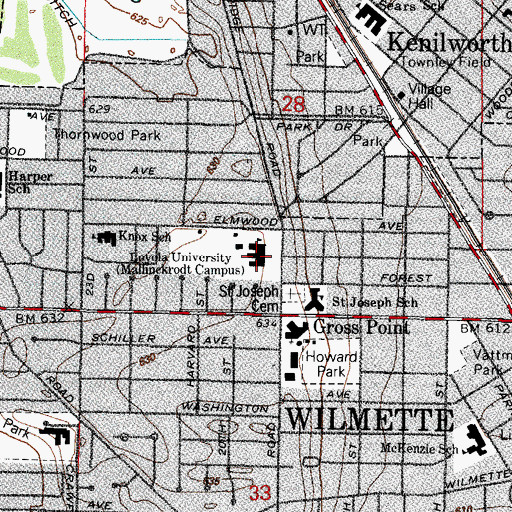 Topographic Map of Loyola University - Mallinckrodt Campus, IL