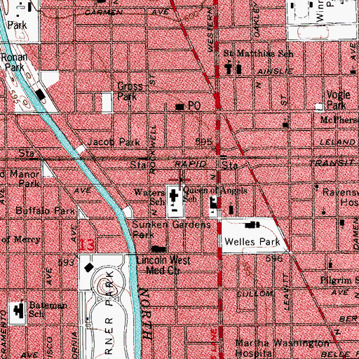 Topographic Map of Luther Memorial Lutheran Church, IL