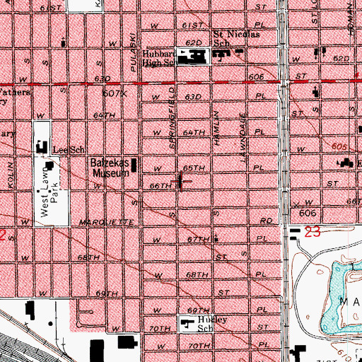 Topographic Map of Lutheran Church of the Cross, IL