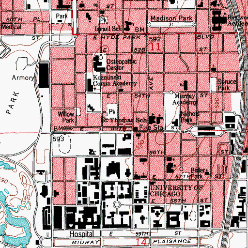Topographic Map of Lutheran School of Theology of Chicago, IL