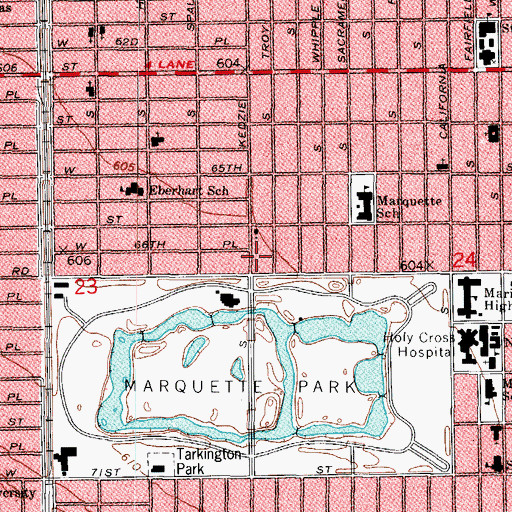 Topographic Map of Luthuanian Evangelical Lutheran Home Church, IL