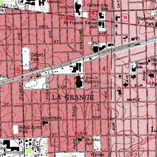 Topographic Map of Lyons Township High School North Campus, IL
