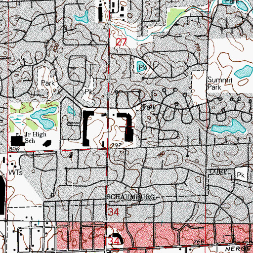 Topographic Map of Nantucket Square Shopping Center, IL