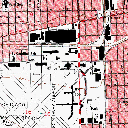 Topographic Map of National Air Commuter School, IL