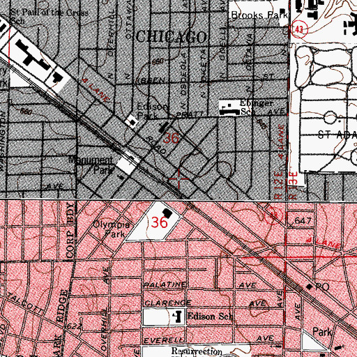 Topographic Map of National Real Estate School, IL