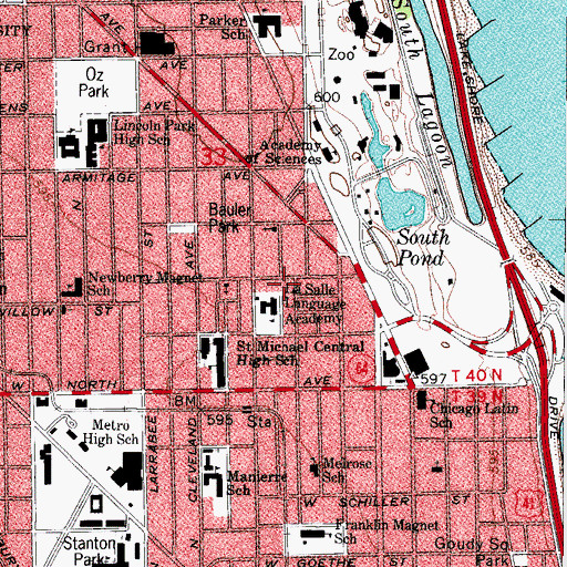 Topographic Map of Near North Unitarian Universalist Fellowship, IL
