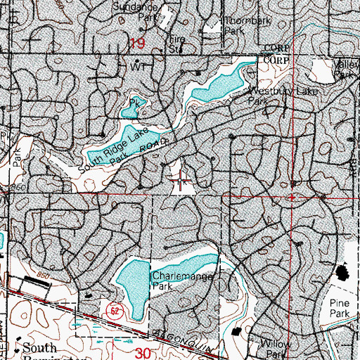 Topographic Map of New Brittany Park, IL