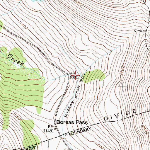 Topographic Map of Boreas Ditch Number 2, CO