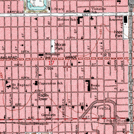 Topographic Map of New Greater Love Pentacostal Church, IL