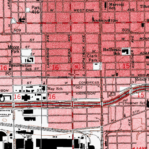 Topographic Map of New Home Baptist Church, IL