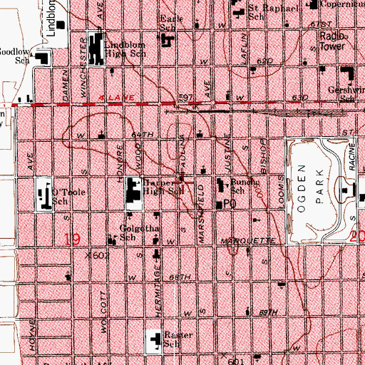 Topographic Map of New Hope Congregational Church of God and Christ, IL
