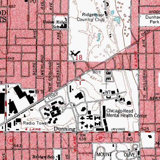 Topographic Map of New Horizon Center, IL