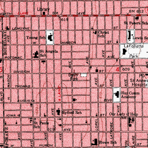 Topographic Map of New Miracle Temple Church of God in Christ, IL