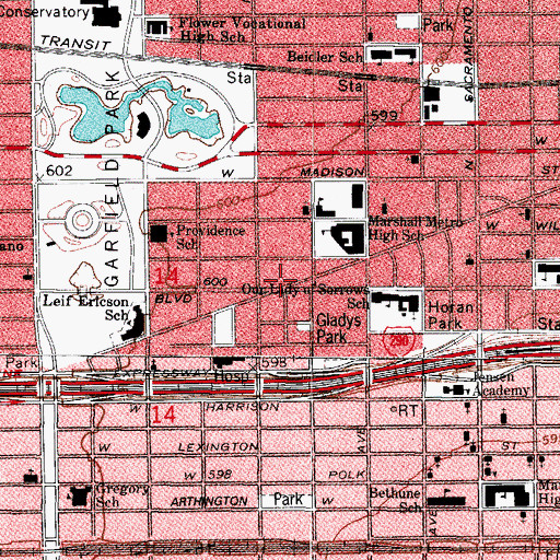 Topographic Map of New Mount Pilgrim Missionary Baptist Church, IL
