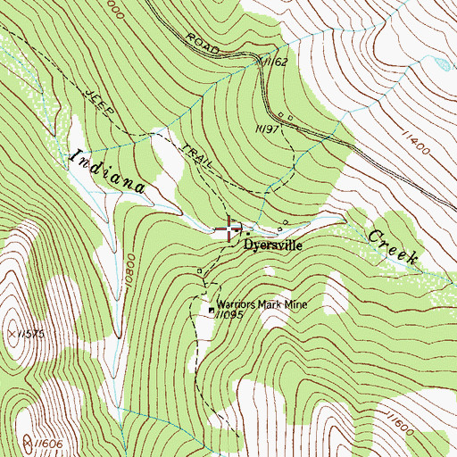 Topographic Map of Dyersville (historical), CO