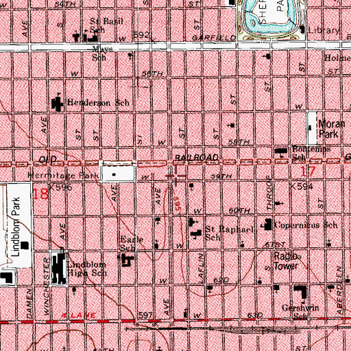 Topographic Map of New Way Mission Church, IL