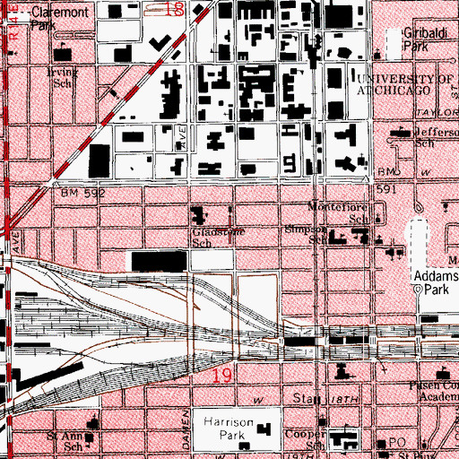 Topographic Map of Newmars Cedar Grove Baptist Church, IL