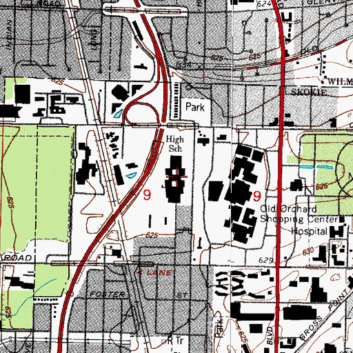 Topographic Map of Niles North High School, IL