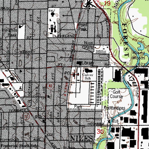Topographic Map of Niles Post Office, IL