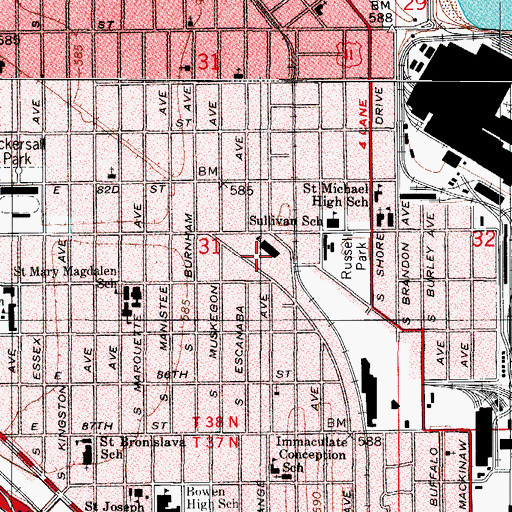 Topographic Map of Ninos Heroes Community Academy, IL