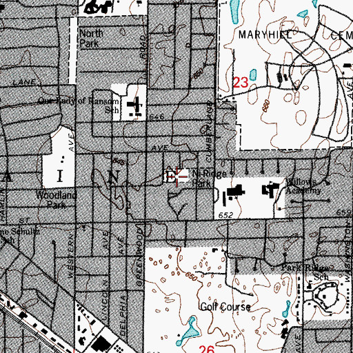 Topographic Map of Ni-Ridge Park, IL