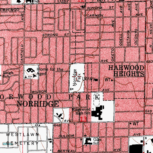 Topographic Map of Norridge Park, IL