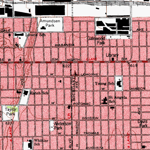 Topographic Map of North Austin Lutheran Church, IL