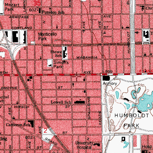 Topographic Map of North Avenue Baptist Church, IL