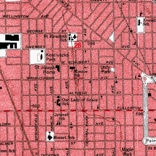 Topographic Map of North Center for Handicapped Children, IL