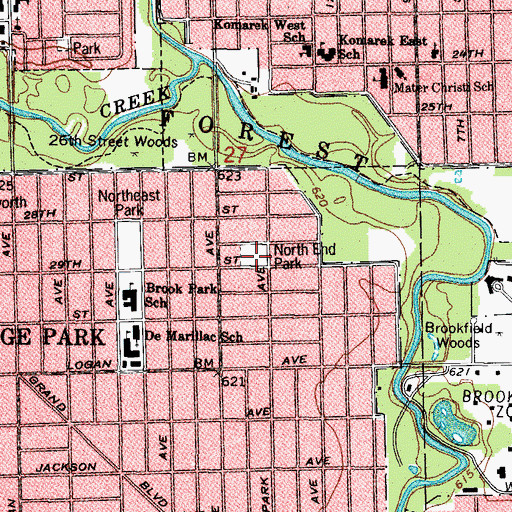 Topographic Map of North End Park, IL