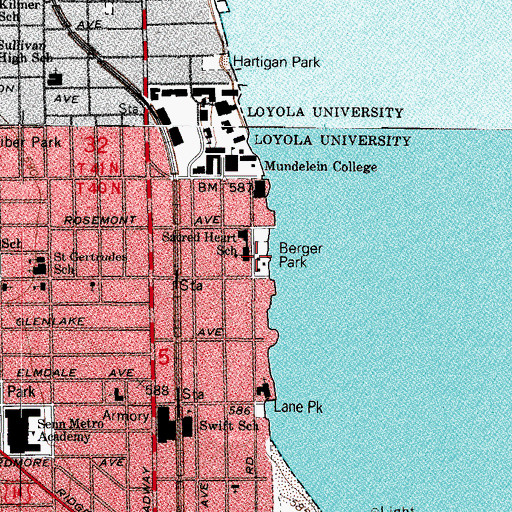 Topographic Map of North Lakeside Cultural Center, IL