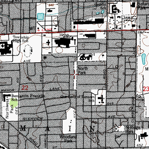 Topographic Map of North Park, IL