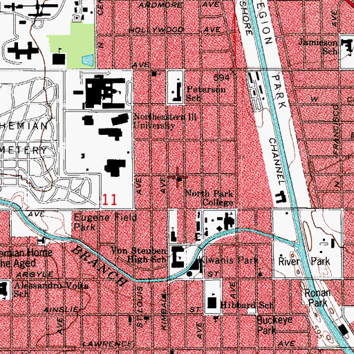 Topographic Map of North Park Covenant Church, IL