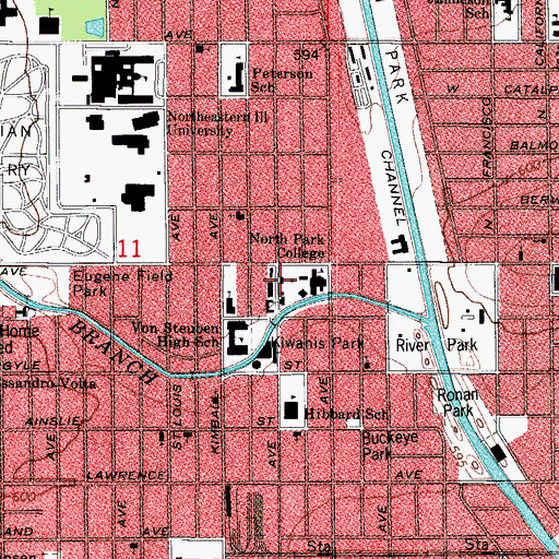 Topographic Map of North Park Theological Seminary, IL